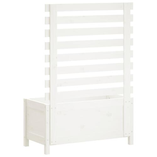Plantekasse med stativ 79x39,5x114 cm massivt fyrretræ hvid