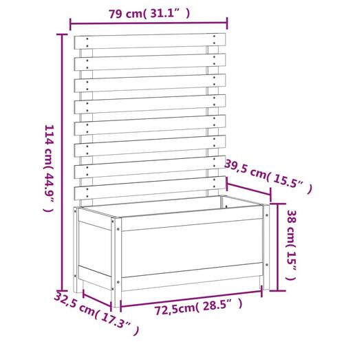 Plantekasse med stativ 79x39,5x114 cm massivt fyrretræ hvid