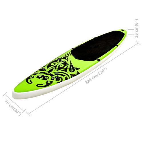 Oppusteligt paddleboardsæt 320x76x15 cm grøn