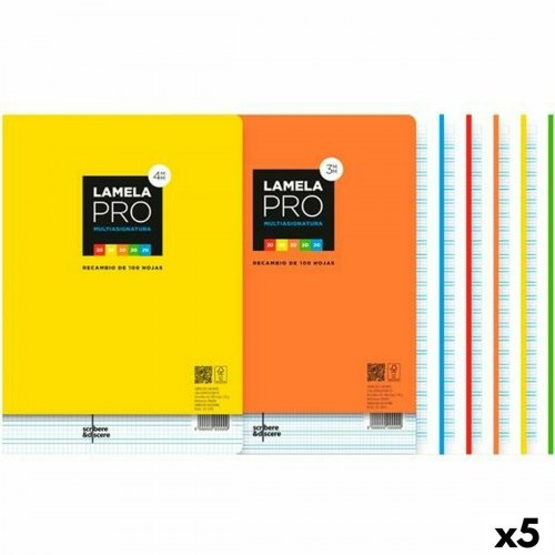 Lamela udskiftningsark A4, 3 mm kvadrat, 100 ark - multifarvet (5 pk)