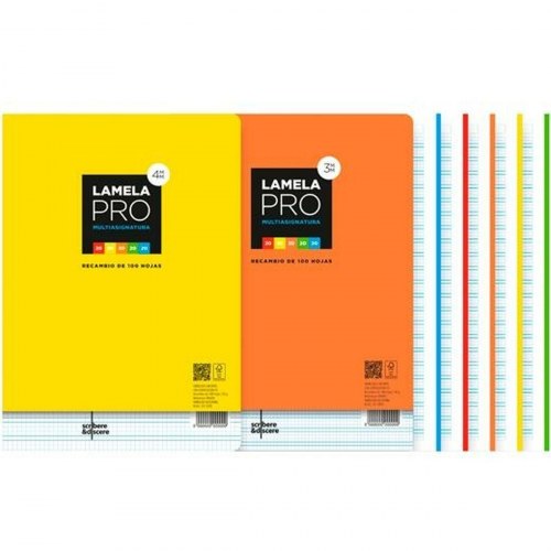 Lamela udskiftningsark A4, 3 mm kvadrat, 100 ark - multifarvet (5 pk)
