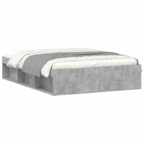 Sengeramme 135x190 cm - betongrå med opbevaring