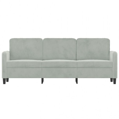 3-personers sofa i velour 180 cm - lysegrå