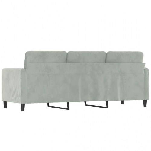 3-personers sofa i velour 180 cm - lysegrå