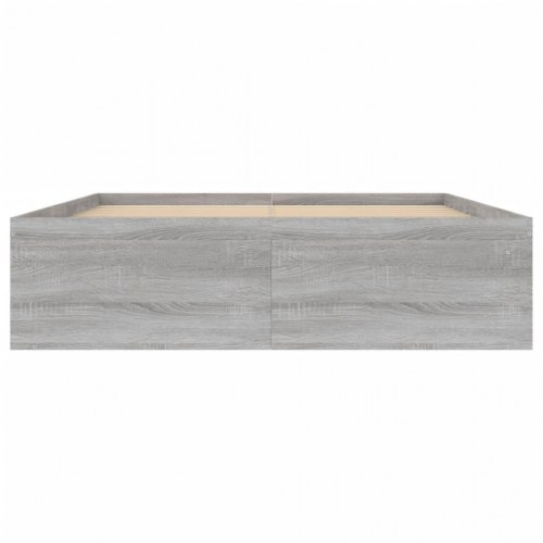 Sengeramme 135 x 190 cm - grå sonoma-eg med opbevaring