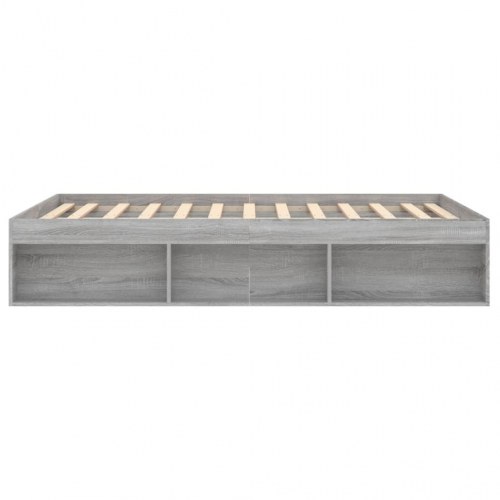 Sengeramme 135 x 190 cm - grå sonoma-eg med opbevaring