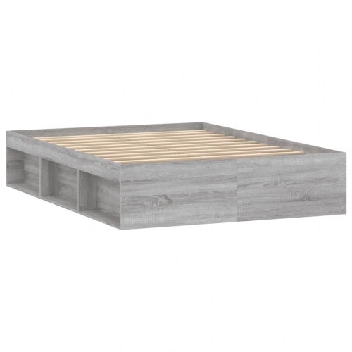 Sengeramme 135 x 190 cm - grå sonoma-eg med opbevaring