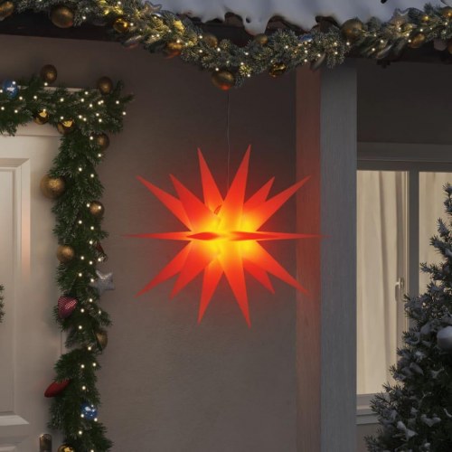 Juledekoration med LED-lys foldbar 100 cm rød