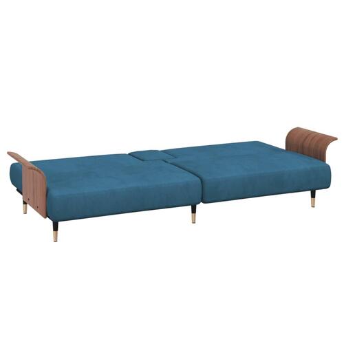 Sovesofa med kopholdere velour blå