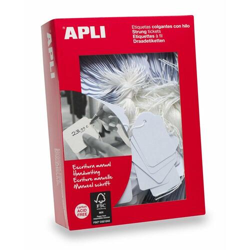 Hang tags Apli Hvid 11 x 24 mm (1000 Unidades)