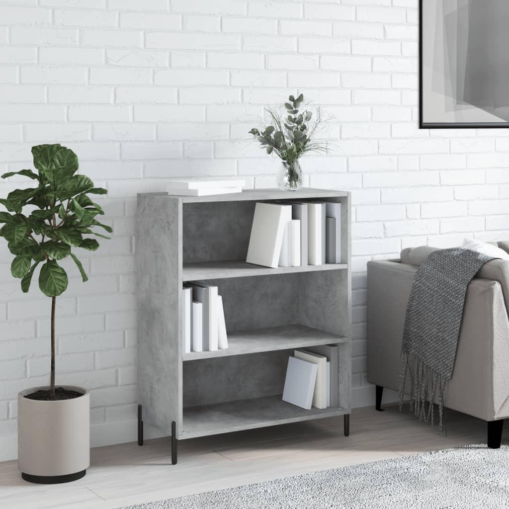 Skab med 3 hylder - 69,5×32,5×90 cm i betongrå, konstrueret træ