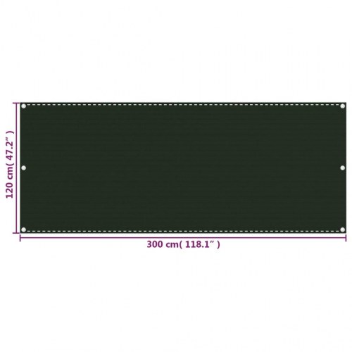 Altanafskærmning 120 × 300 cm i HDPE - mørkegrøn