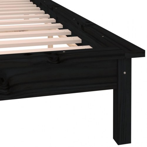 Sengeramme i massivt fyrretræ med LED-lys - 200 x 200 cm, sort