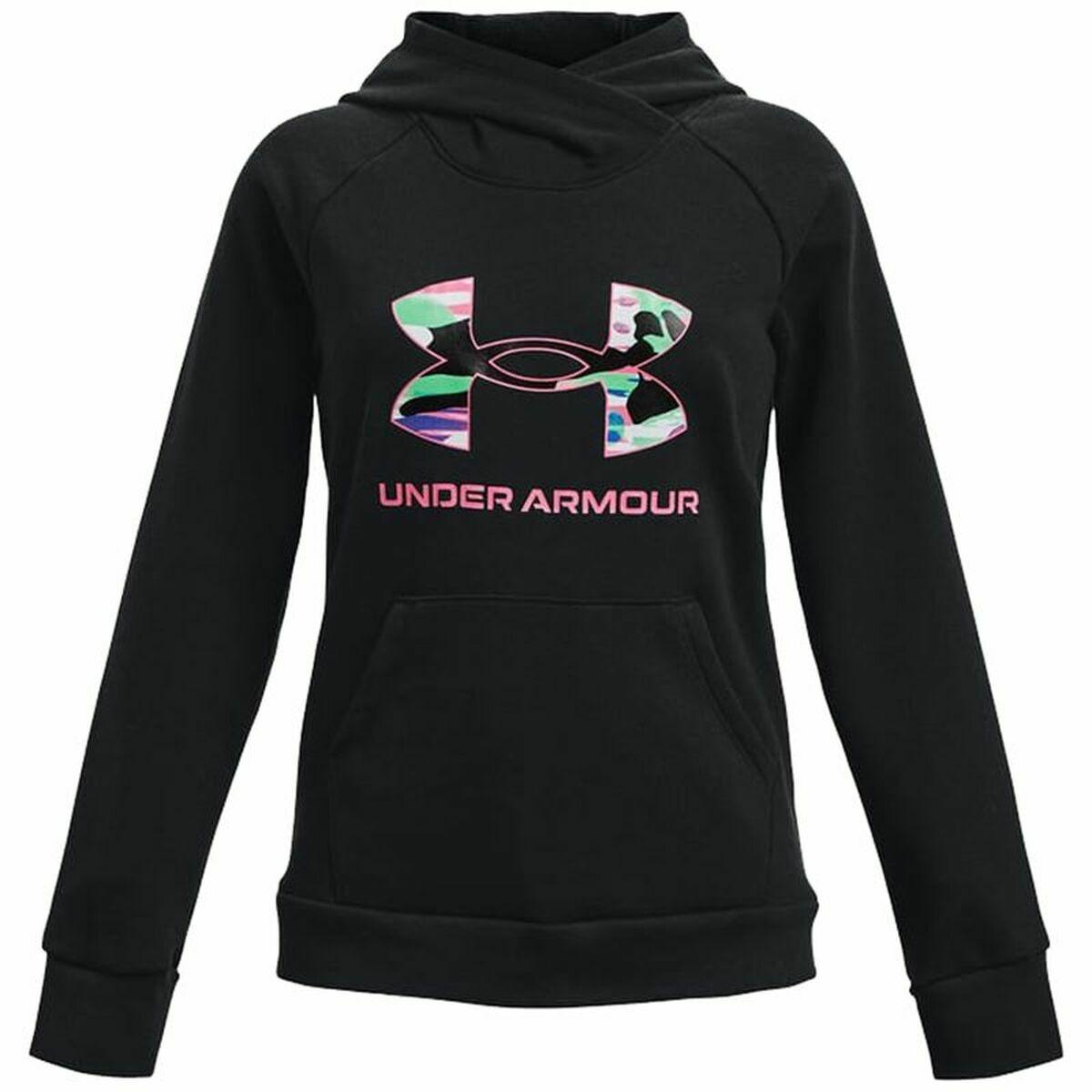 Billede af Sweatshirt med hætte til piger Under Armour Rival Big Logo Sort 10-12 år