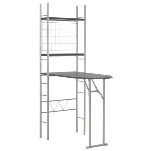 Foldbart spisebordssæt med hylde 3 dele MDF og stål sort