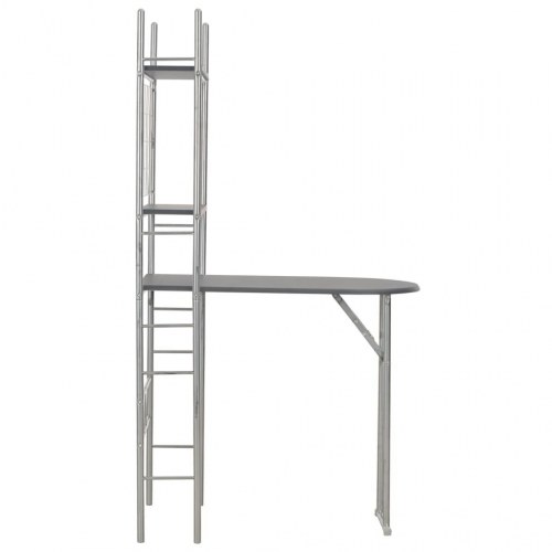 Foldbart spisebordssæt med hylde 3 dele MDF og stål sort