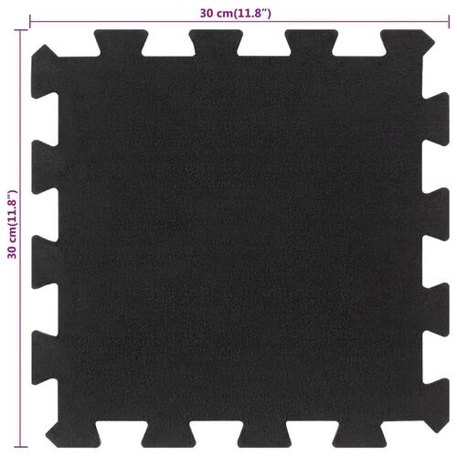 Gulvmåtter 4 stk. 30x30 cm 16 mm gummi sort