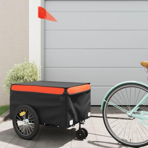 Cykelanhænger 45 kg - jern, sort/orange