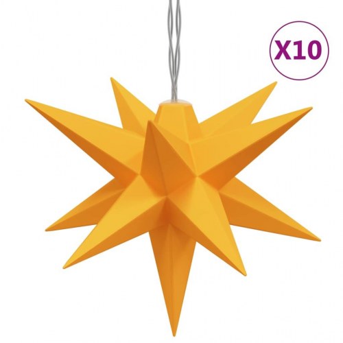 Juledekoration med 10 LED-stjerner 10 cm - gul, varm hvid