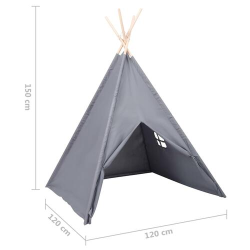 Tipi til børn 120x120x150 cm med bærepose polyester grå