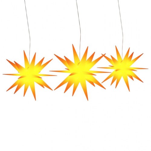Juledekoration med LED-lys - 3 stk. foldbare stjerner, gul