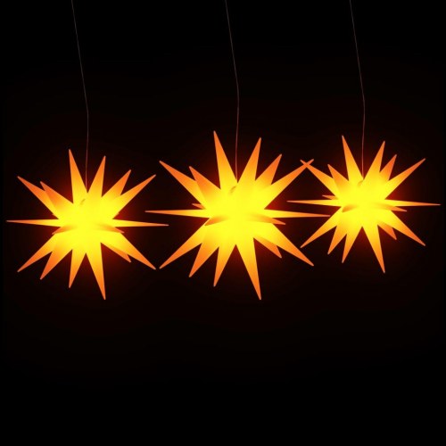 Juledekoration med LED-lys - 3 stk. foldbare stjerner, gul