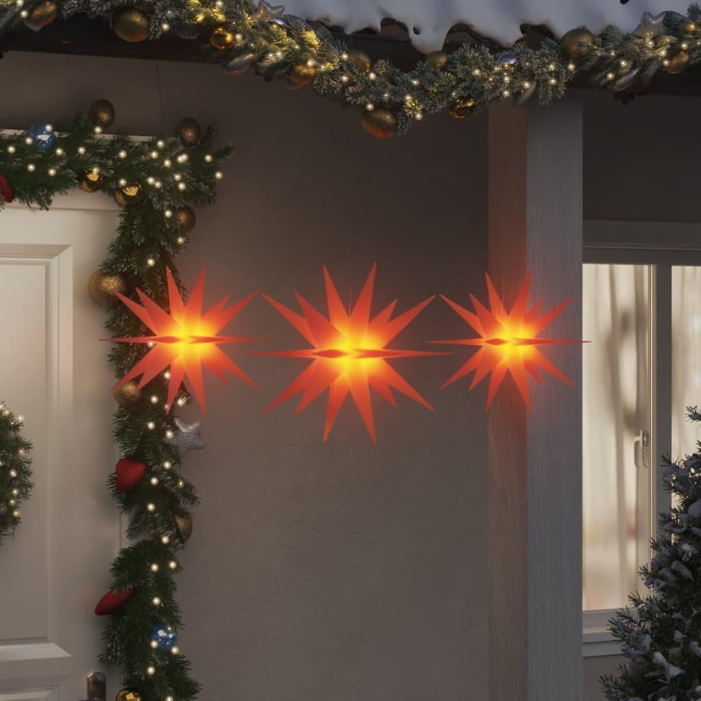Juledekoration Med Led Lys 3 Stk. Foldbar Rød