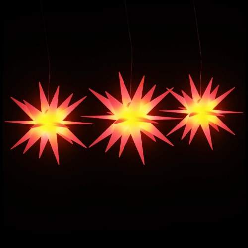 Juledekoration med LED-lys - 3 stk. foldbar rød