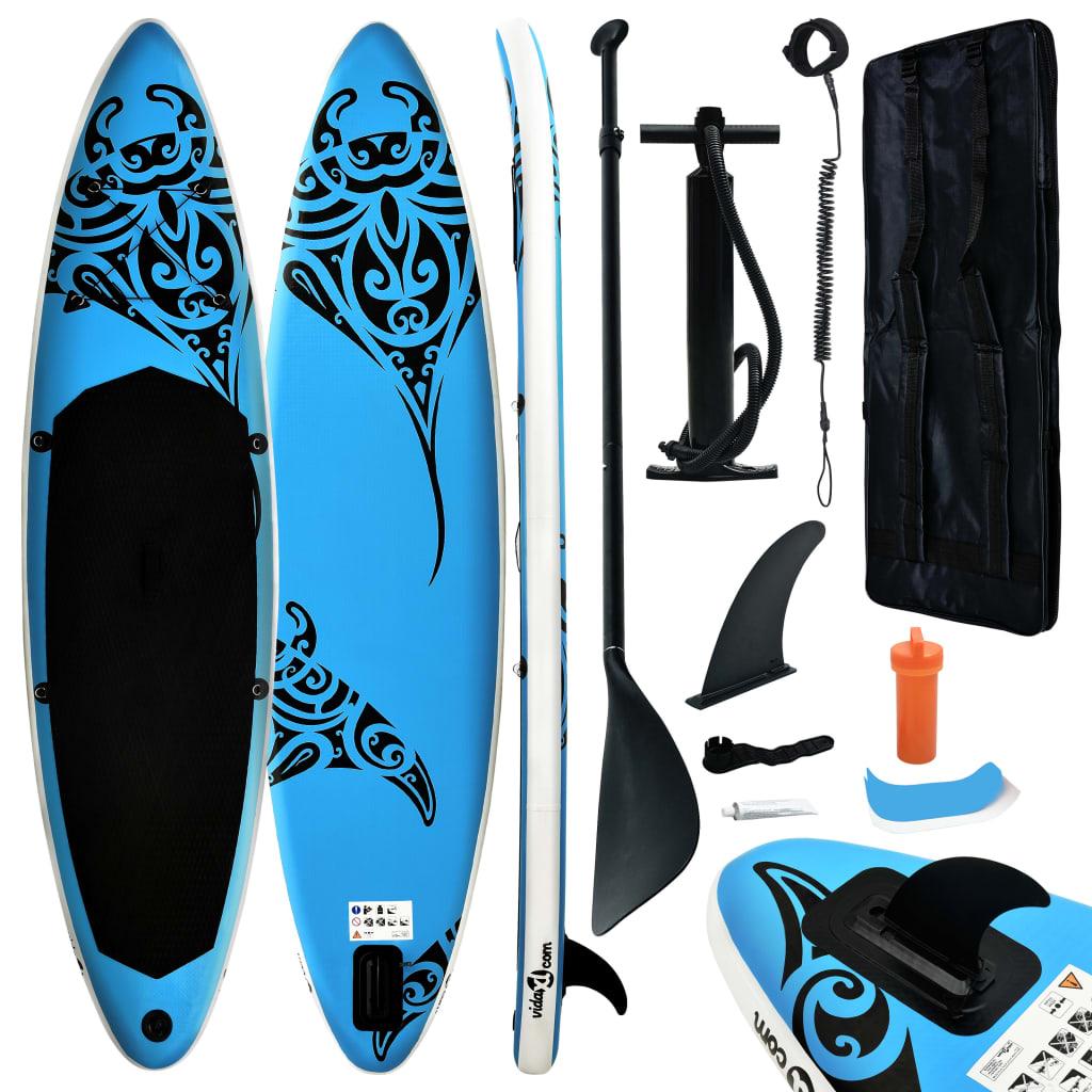 Oppusteligt paddleboardsæt 320x76x15 cm blå