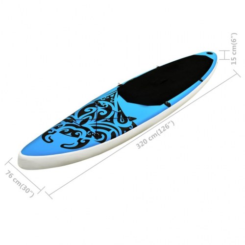 Oppusteligt paddleboardsæt 320x76x15 cm blå