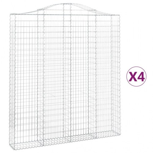 Buede gabionkurve 4 stk. 200x30x220/240 cm galvaniseret jern