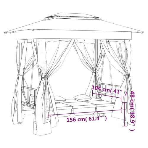 Havepavillon med justerbar gyngebænk stof og stål grøn
