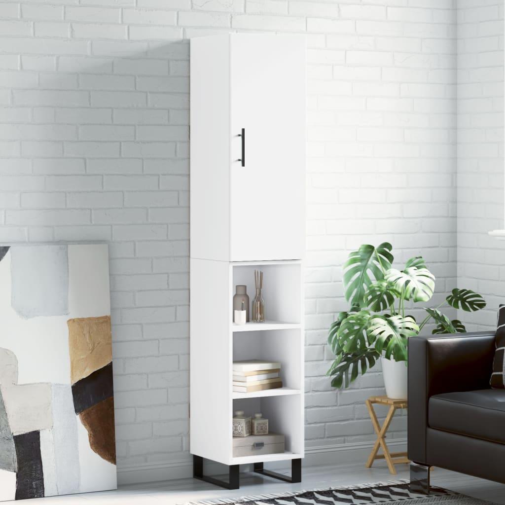 Højskab/skænk 34,5×34×180 cm i konstrueret træ - hvid