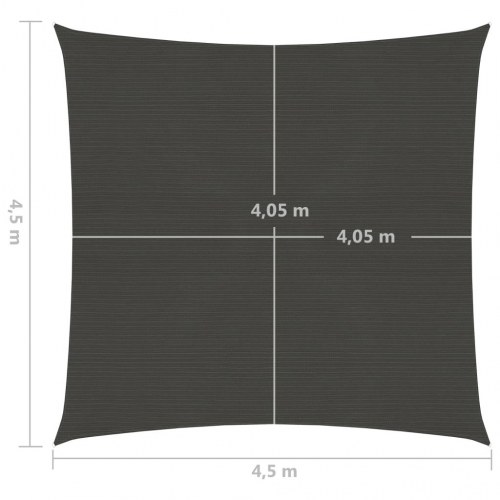 Solsejl 4,5×4,5 m - HDPE 160 g/m², antracitgrå