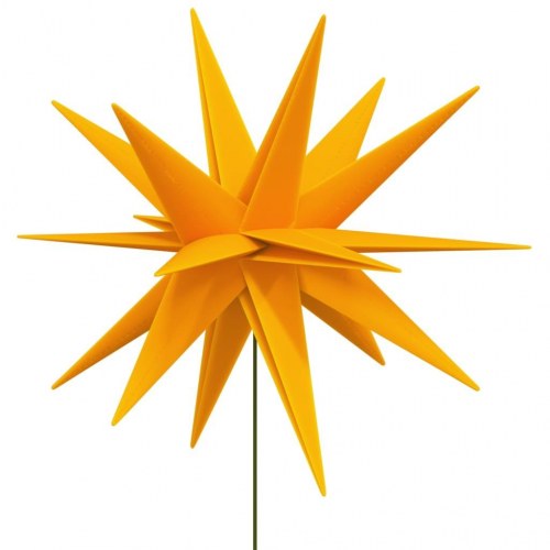 Juledekoration med LED-lys og jordspyd - 3 stk., foldbar gul, 35 cm
