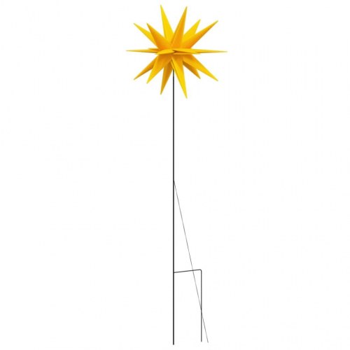 Juledekoration med LED-lys og jordspyd - 3 stk., foldbar gul, 35 cm