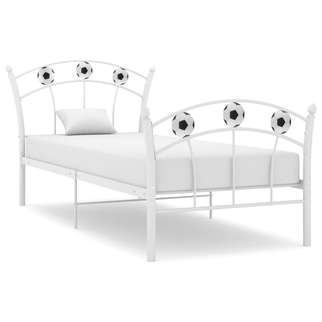 Sengestel 90x200 fodbolddesign metal hvid