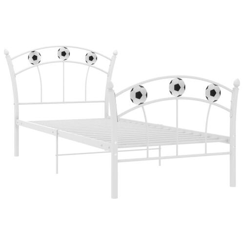 Sengestel 90x200 fodbolddesign metal hvid