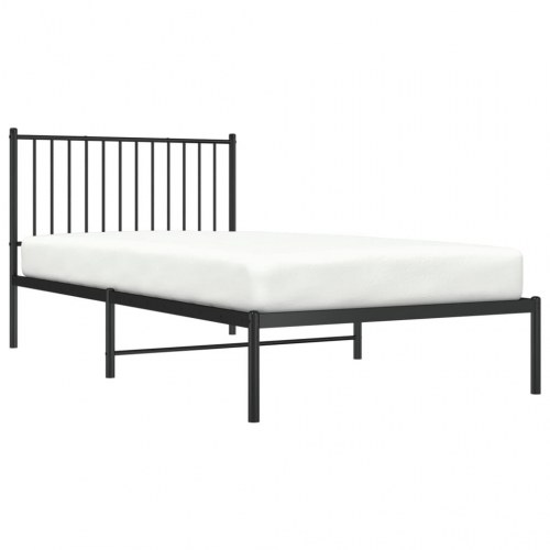 Sengeramme med sengegavl 100×200 cm - metal, sort