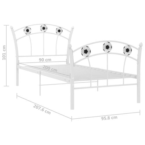 Sengestel 90x200 fodbolddesign metal hvid