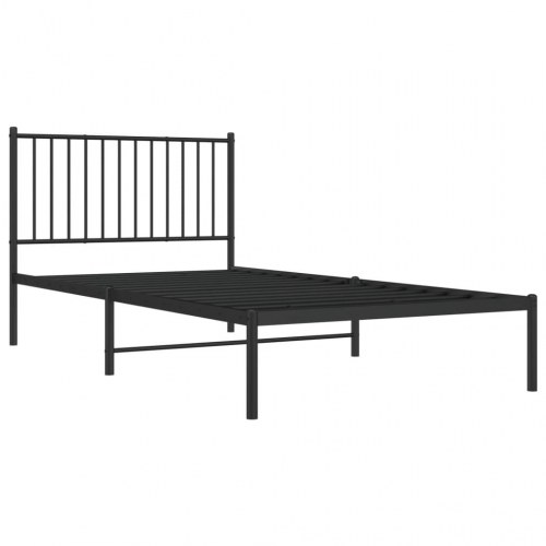 Sengeramme med sengegavl 100×200 cm - metal, sort