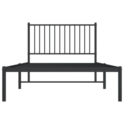Sengeramme med sengegavl 100×200 cm - metal, sort