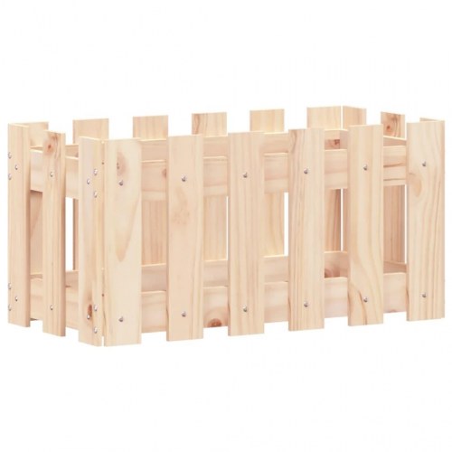 Plantekasse med stakitdesign 60×30×30 cm - massivt fyrretræ (ubehandlet)
