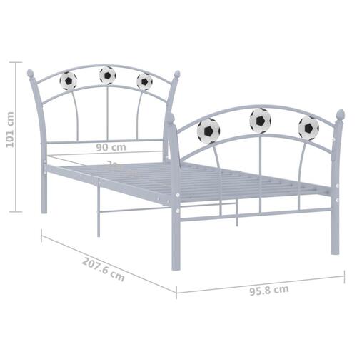 Sengestel 90x200 fodbolddesign metal grå