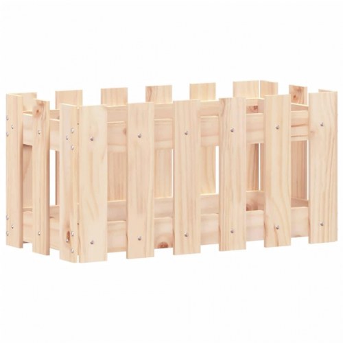 Plantekasse med stakitdesign 60×30×30 cm - massivt fyrretræ (ubehandlet)