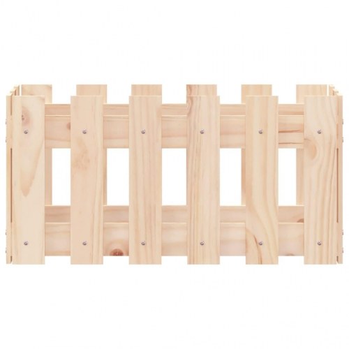 Plantekasse med stakitdesign 60×30×30 cm - massivt fyrretræ (ubehandlet)