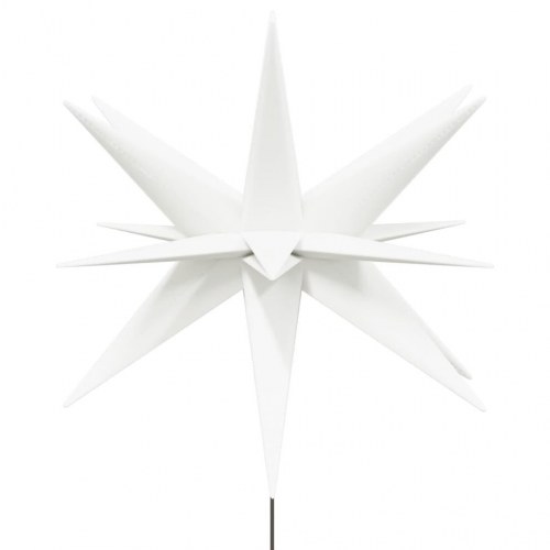 Juledekoration med LED-lys og jordspyd - 3 stk., foldbare stjerner 35 cm, hvid