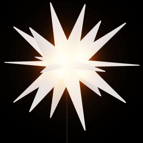 Juledekoration med LED-lys og jordspyd - 3 stk., foldbare stjerner 35 cm, hvid