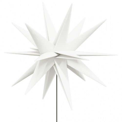 Juledekoration med LED-lys og jordspyd - 3 stk., foldbare stjerner 35 cm, hvid