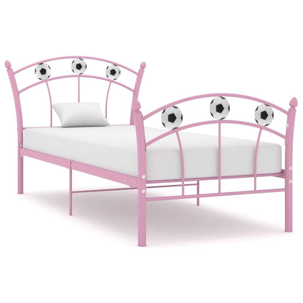 Sengestel 90x200 fodbolddesign metal pink